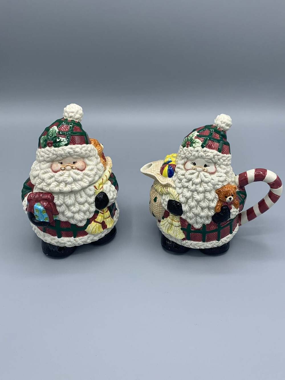 ✨ Vintage Jay Imports Jolly Santa Christmas Sugar Bowl & Creamer Set ✨